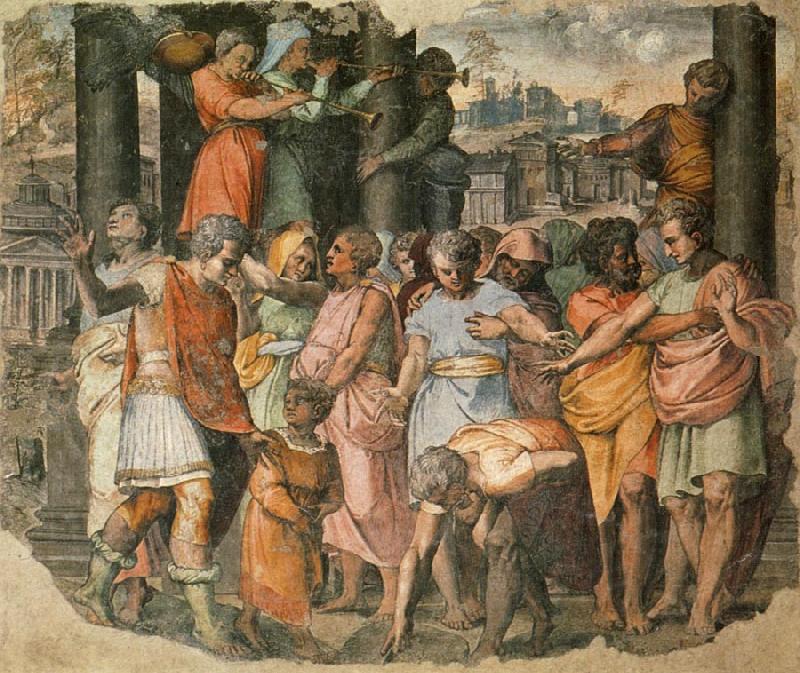 Perino Del Vaga Tarquin the Bold Founds the Temple of Jove on the Campidoglio oil painting picture